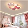 TANE Plafoniera led Dimmerabile con telecomando, Lampada da Soffitto per Bambino Ragazza Cameretta Soggiorno Cucina Bagno, Moderno Amore Cuore Design Lampadario Paralume in Acrilico L52*W35cm (Rosa)