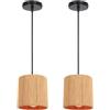 LIGKIN 2 Pezzi Lampade a Sospensione Rattan Lampadario Vintage E27 Boho Plafoniera Retro, Ø15cm Paralume Metallo e Corda di Canapa Illuminazione per Ristoranti, Salotti, Cucine, Caffè