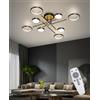 Lxysy Dimmerabile plafoniera lampadario soggiorno plafoniera led soffitto moderna soggiorno lampadario plafoniera led con telecomando Cucina lamp Camera da letto lamp Nero plaffoniera oro (Nero, L126)