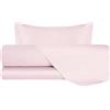 VANITA' DI RASO Completo letto Lenzuola di Raso una Piazza e Mezza, Made in Italy, Lenzuolo Piano 180x290cm + Lenzuolo Sotto con Angoli 120x190cm + 1 Federa a 2 Volani 50x80cm, Rosa