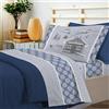 PENSIERI DELICATI Completo Letto 1 Piazza e Mezza, Flanella 100% Cotone Caldo e Morbido, Completo Lenzuola 120 x 200 cm, Include Lenzuolo Sotto, Sopra e 1 Federa, Made in Italy, Chalet Blu