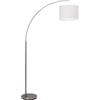 Lightbox Lampada da terra ad arco paralume in tessuto bianco e interruttore a pedale | 1,8 m di altezza | Lampada da terra scandinava come lampada da lettura | attacco E27 | in metallo/tessuto in