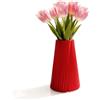 ORIZZONTE ITALIA Vaso decorativo a forma di cono plissettato, Eleganza per Fiori e Arredo Interno, Vasi per Fiori Freschi/Secchi, Ideale Regalo Arredo Casa e Ufficio,Oggetti/complementi d'arredo (Rosso)
