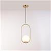 B·LED BARCELONA LED Barcelona LED lampada a sospensione JOHN E27 in oro, design minimalista ed elegante con struttura in alluminio e sfera in vetro opalino Ø15 cm, stile classico, moderno e lussuoso