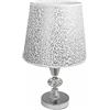 VR VETRINEINRETE Vetrineinrete® Lume moderno da comodino abat jour lampada da tavolo in acciaio cromato e paralume decorato glitter argento D19-A P93