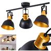 hofstein Lampada a soffitto Borik, lampada a soffitto in metallo in nero/oro, 3 luci, con faretti regolabili, 3 x attacco E14, spot in design retro/vintage, senza lampadina, senza lampadina/e