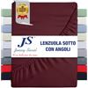 JENNY SESAL Lenzuolo sotto con angoli - tinta unita - MADE IN ITALY- letto matrimoniale, singolo e una piazza e mezza- ampia scelta di colori e taglie (Bordeaux, Singolo)