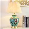Mengjay Classic Vintage Art Ceramic Table Lamp, Vase-Like Cloth Reading Book Light Desk Lamp Porcelain Antique Flowers Decorated Night Bulb Side Table Dresser (Blu)
