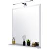 FreshYou Specchio da bagno con 1 ripiano, sospeso, specchio per corridoio, camera da letto, bagno, bianco 60X70 cm LAMPADA LED