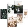 Novart Quadros Boho Natura - Nessuna Cornice Necessaria - Collage Moderno Beige Verde - Camera Da Letto Del Soggiorno - N023763a