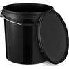 BenBow Secchio con coperchio 20l nero 5x 20 litri - sicuro per gli alimenti, stabile, ermetico, a prova di perdite - contenitore per la conservazione in plastica, con manico in metallo - vuoto