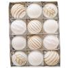 MLordoarf Set di 12 palline floccate, in velluto vintage rosso e oro, decorazione per albero di Natale floccata bordeaux, grandi palline decorative infrangibili da appendere per ghirlande natalizie