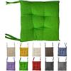 Home Tresor - Cuscino Sedia con Lacci | Cuscino Imbottito Sedie da Cucina, Giardino, Morbida Seduta Sp. 6 cm | Coprisedia Quadrato Made in Italy (Verde, 2)
