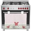 HOME ZEN HOUSEHOLD LINEN Copriforno Imbottito in Tessuto di Poliestere Effetto Lino Ricamato, 38x48 cm, Stile Shabby Chic (Shabby Chic Farfalla)