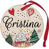 Corredino Neonato Pallina di Natale Personalizzata con Nome Cristina, Decorazione Natalizia in legno 100% Italiana, cerchietto albero natale da 8 cm (legno, Cristina)
