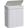 SONGMICS Cesto Portabiancheria con Coperchio, per Biancheria Sporca in Bambù con Maniglie, Sacco Rimovibile Lavabile in Lavatrice, 100 L, Lavanderia Camera da Letto Soggiorno, Grigio Tortora LCB063G01