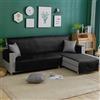 IlGruppone Copridivano Trapuntato con Penisola Destra o Sinistra Salvadivano Simple Antimacchia Antiscivolo AntiGraffio Copri Chaise Longue con Lacci Universale - Nero - 4 Posti+Penisola