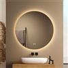 EMKE Specchio Rotondo da Bagno LED 70 cm 3 Colori Dimmabili - Int. Tattile e Memoria