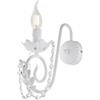 Be-Light Applique Shabby Damasco 1 Luce Ferro Battuto Bianco E Cristalli