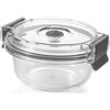 H&H Contenitore In Vetro Borosilicato 390 Ml Con Coperchio Ermetico E Valvola Sottovuoto, Tondo Ø14 Cm, Forno E Microonde (Senza Coperchio), Lavabile In Lavastoviglie