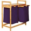 Lumaland Cesto per il bucato in bambù con 2 sacchi per il bucato estensibili | Dimensioni circa 73 cm di altezza x 64 cm di larghezza x 33 cm di profondità [Viola]
