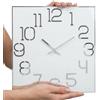 FLEXISTYLE Orologio da parete quadrato Digit diametro 30 cm, senza ticchettio, moderno, design in vetro acrilico e specchio acrilico, soggiorno, camera da letto (bianco)