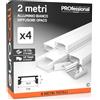 Eurocali 4 Profili da 2 metri (8mt) in Alluminio Bianco per Strisce LED Schermatura Opaca ingombro max striscia led 12.4mm - 17.4 x 7