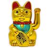 Starlet24 - Gatto portafortuna "Maneki Neko" con zampina che si muove, per feng shui, Plastica, oro laccato, 13cm