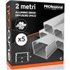 Eurocali 5x Profili da 2 metri (10mt) in Alluminio grigio per Strisce LED Schermatura Opaca ingombro max striscia led 25mm - 30 x 20