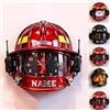 Collienght, Orologio Personalizzato a Tema Casco Antincendio per Camera da Letto, Soggiorno, Cucina, Nome Personalizzato di Vigile del Fuoco, Stampa 2D Piatta, Segno da Parete, Orologio da Parete