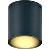 Partenopea Plafoniera faretto cilindrico tondo per soffitto da esterno IP54 per balconi terrazza patio androni Bagno cucina dotato di attacco per lampadine GU10 (Nero, con lampadina LED luce calda 3000K)