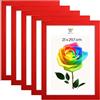 MG Design Set da 5 cornici portafoto A4 21 x 29,7 cm - Cornici in legno Rosso con vetri acrilici infrangibili, verticale e orizzontale, da appendere e da appoggiare