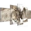 Runa Art - Quadri Leoni Amore 200 x 100 cm 5 Pezzi XXL Decorazione Murale Design Beige 002151b