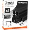 Eurocali 5x Profili da 2 metri (10mt) in Alluminio Nero per Strisce LED Copertura Opaca larghezza max striscia led 12 mm - 17.2 x 14.4