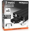Eurocali 6 Profili da 2 metri (12mt) in Alluminio Nero per Strisce LED Schermatura Opaca ingombro max striscia led 12.4mm - 17.4 x 7