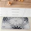 Comart - Tappeto Cucina Malaga - Passatoia 100% PVC - Antimacchia - Antiscivolo - Impermeabile - Tappetino Lavabile in Lavatrice - Corsia Moderna per Cucina e Corridoio - Fiori Neri - 55x75 cm