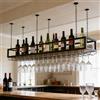 DSVONAUS Portabottiglie da Soffitto, Mensola da Soffitto Porta Bicchiere da vino Sospeso, Portabottiglie da Appendere Industriale Regolabile in Altezza per Cucina Bar Caffetteria (180cm)