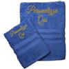 Cieffepi Home Collections SOLO MIO BASIC Set Asciugamani Viso + Ospite Personalizzato in spugna di puro cotone (Royal)