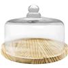 PALUPLUS Campana in Vetro con Base in Legno, Misura 27x22cm, Teca in Vetro Trasparente, Espositore per dolci e oggetti, composizioni floreali, oggetto decorativo per la tua casa -7991M