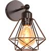 iDEGU Lampada da Parete Vintage 16CM Applique da Parete in Metallo Design Gabbia Industriale E27 Illuminazione Interni Regolabile Lampada a Muro per Corridoio Soggiorno Camera da Letto (Tipo-C Nero)