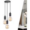 ChaoZan Lampadario a sospensione stile retrò industriale con 3 luci E27, luci da soffitto, corda da appendere Lampada Luce Pendente Ferro per soggiorno ristorante camera da letto sala da pranzo