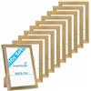 PHOTOLINI Cornici 10x15 cm oro legno MDF, set di 10 cornici per poster, plexiglass infrangibile, da tavolo o da parete, accessori extra inclusi - per foto, immagini e poster