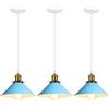 iDEGU 3 Pezzi Lampade a Sospensione Retrò 22cm Lampada da Soffitto Vintage in Metallo E27 Lampadario a Sospensione Moderno Stile Scandinavo Plafoniera per Cucina Soggiorno Caffè Cameretta (Blu)
