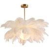 GUANSHAN Lampada a sospensione con paralume in piuma di struzzo bianco Lampada a sospensione Lampada da soffitto Apparecchio di illuminazione da soffitto per camera da letto, soggiorno