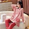 GMAYO Camicia da Notte,Pigiama a Maniche Lunghe Set Cotone Pigiameria Grandi Vestiti Oversize per la casa Stripe Casual Women