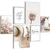 Novart Quadros Boho Pampas Grass - Nessuna Cornice Necessaria - Collage Moderno Beige Rosa - Camera Da Letto Del Soggiorno - N006663a