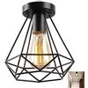 ChaoZan Lampada da soffitto in metallo, industriale, E27, lampada a sospensione in ferro, stile vintage, forma di diamante, colore nero, bar, plafoniera Shade Retro lampada a sospensione ristorante
