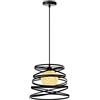 iDEGU lampada a sospensione vintage Lampadario creativo lampada da soffitto di design a spirale paralume in metallo con sfera in rattan retrò Lampadario a sospensione, 30cm, nero