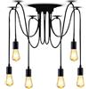 EFPD Lampadario a sospensione Edison classico, 6 luci ragno nero 200cm cavo regolabile, plafoniera vintage per camera da letto cucina bar