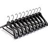 Mainetti Appendini per Capispalla, Cappotti, Abiti Pesanti, Grucce in Plastica, Resistenti, con Barra Porta Pantaloni, Made in Italy, Set di 10 Pezzi, Nero Lucido con Gancio Nero, Taglia 42cm